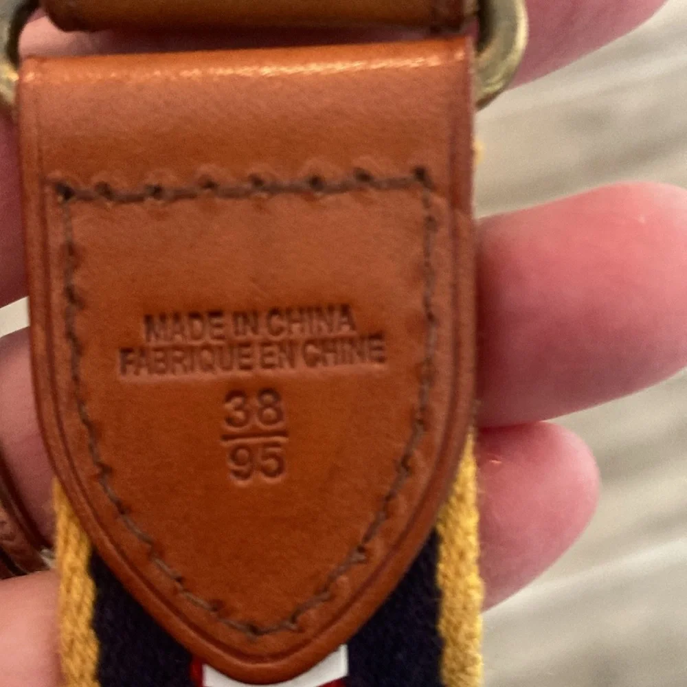 Ralph Lauren 38 adjustable striped leather belt